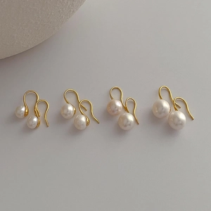 Minimalist Freshwater Pearl Hook Earrings With Gold Plated Copper Elegant French Style Jewelry For Women