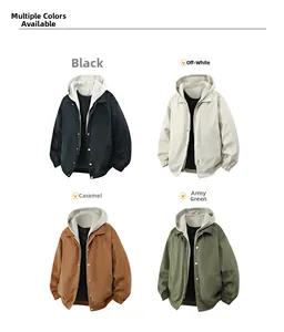Collage de vestes décontractées à capuche en noir, écru, caramel et vert militaire