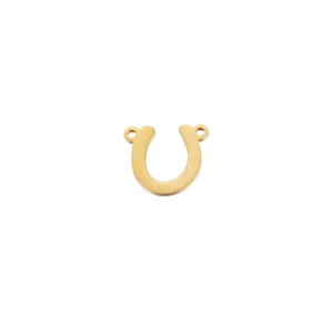 Polished gold horseshoe link connector with dual rings for DIY jewelry making