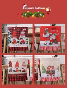 Détails de housses de chaise de Noël avec motifs de nains et bonshommes de neige