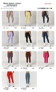 Grid layout showing various color options for high-waisted brushed yoga leggings