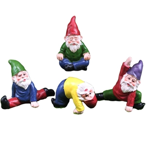 Vierer-Set bunte Garten-Gnome aus Harz in verschiedenen Yoga-Posen für die Gartendeko