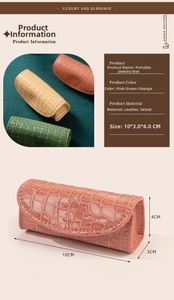 Dettaglio del portagioie con trama a coccodrillo e dimensioni di 10x3x4CM