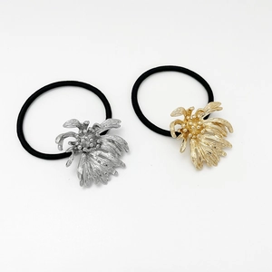 Minimalist Metal Flower Hair Ties Elastic Alloy Ponytail Holder Hair Rope For Women