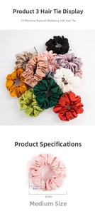 Close-up of high-quality 19 momme mulberry silk hair scrunchies in various vibrant colors