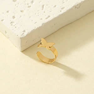 Minimalist golden butterfly open nose ring with adjustable metal design for women
