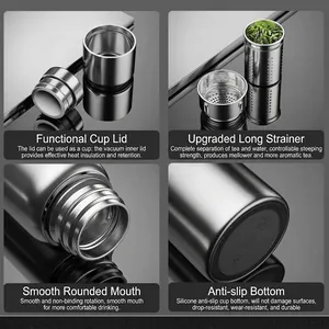 316 stainless steel vacuum insulated bottle with tea infuser and multi-use lid for travel