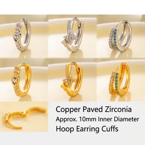 Huggie Hoop Earrings Copper Star Waterdrop Cubic Zirconia Turquoise Inlay Sweet Small Delicate Jewelry For Women Girls