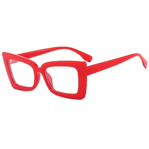 Fashionable red thick frame square sunglasses for women with a modern bold design aesthetic