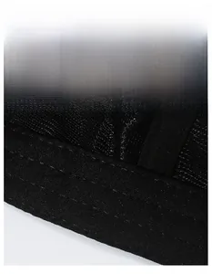 Close-up of the breathable knitted fabric and widened sweatband on this camo baseball cap