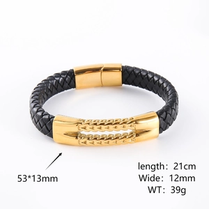 Men's Braided Leather Bracelet With 304 Stainless Steel Magnetic Clasp Woven Casual Business Fashion Accessory