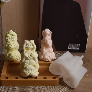 3D stacked animal silicone mold for DIY cat and sheep scented candles and ornaments