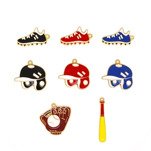 Set aus Baseball-Legierung Emaille-Anhängern mit Kappen, Schuhen, Handschuhen und Schlägern