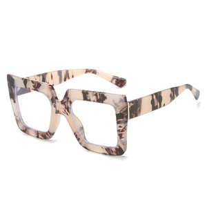 Stylish oversized square tortoiseshell blue light blocking glasses with thick frames