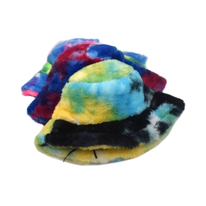 Bobs en peluche tie-dye colorés en fausse fourrure avec cordons de serrage ajustables