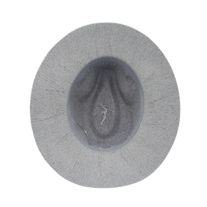 Detailed inner view of knit panama hat showing the sweatband and woven texture