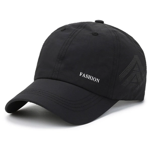 Classic black breathable mesh baseball cap with white Fashion embroidery for outdoor running