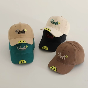 Kids Baseball Cap Cotton Smile Embroidery Sun Hat For Boys And Girls Adjustable Outdoor Sport Casual Toddler Snapback
