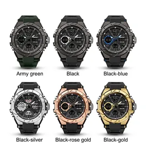 SANDA men's sport watches featuring dual display and 50M water resistance in six colors