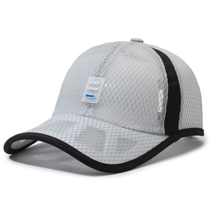 Grey breathable mesh baseball cap for outdoor sports with Sport Fashion lettering
