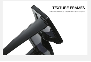 Macro detail of glossy black texture frames featuring unique geometric butterfly sunglasses design