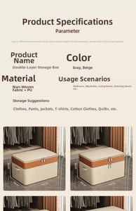 Detailed size specifications for non-woven quilt storage bags in grey and beige