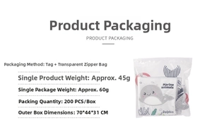 Marine dolphin soft cloth book for baby sensory training with clear zipper bag packaging