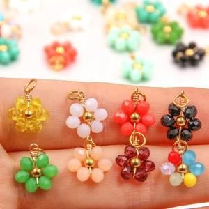 Colorful bead flower pendants with gold stainless steel accents for DIY jewelry making