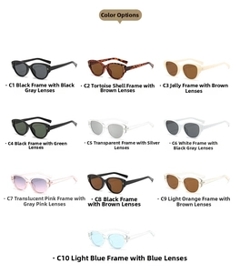 Détails de 10 coloris de lunettes de soleil œil de chat avec protection UV stylée