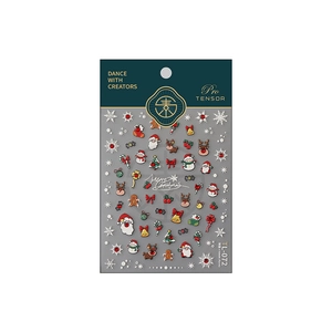 3D embossed Christmas nail art stickers with Santa, snowman, and reindeer designs