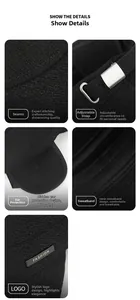 Details der Wintermütze mit Fashion-Tag, Ohrenschutz und verstellbarer Metallschnalle