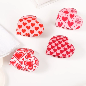 Heart Shaped Hair Claw Clip Plastic Love Pattern Fashion Hair Accessories For Women Girls Sweet