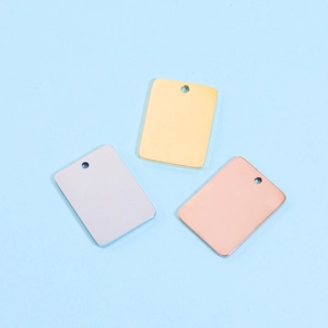 Stainless Steel Rectangle Pendant Charm Mirror Polished Blank Tag With Hole DIY Jewelry Making Accessory