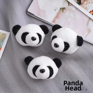 Three plush panda head charms made of soft knit material for DIY accessory decoration