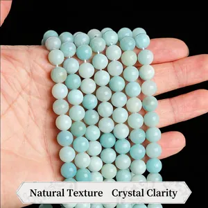 Natural light blue Amazonite faceted round beads 8mm for DIY jewelry making
