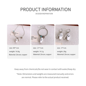 Detailed size and material information for bear jewelry set with zircon and copper