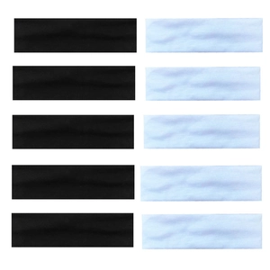 Set of 10 elastic yoga headbands in black and white for fitness and moisture wicking