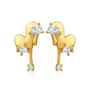 Elegant 18K gold plated stainless steel heart earrings with sparkling cubic zirconia crystals
