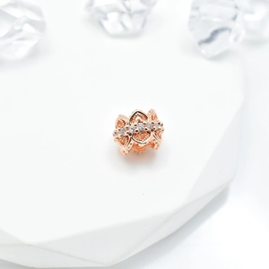 Micro-set rose gold lotus bead with hollow pattern and zircons for jewelry making