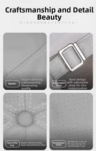 Detail view of adjustable metal buckle, breathable fabric pores, and precise stitching on cap