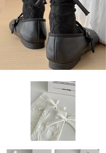 Detail of knit socks featuring 3D bear jacquard patterns and elegant ribbon bows