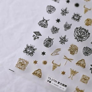 Relief vintage totem nail art stickers TS-2799 with sun and moon embossed designs