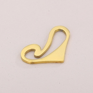 Golden hollow heart swan pendant in polished stainless steel for jewelry making