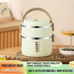 Insulated Lunch Box Stainless Steel Portable Bento Box Round Thermal Food Container For School Office Travel Adults