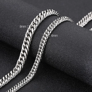 Collier gourmette minimaliste en argent de 6 mm et 8 mm avec fermoir mousqueton
