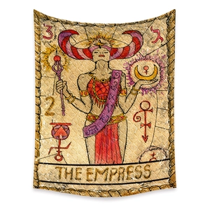 Close-up of The Empress tarot tapestry showing detailed vintage mystical wall art print