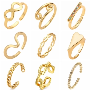 Anillo Ajustable Oro Geométrico Infinito Corazón Cobre Banda Abierta Joyería Moda Accesorio Mujer