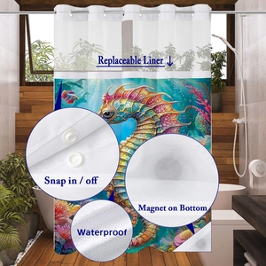Detail showing waterproof waffle fabric with snap-in liner and bottom magnet weights