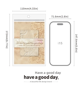 Detailed size comparison of embossed lace texture paper for journaling and crafting