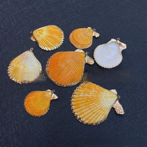 Set of 7 natural shell pendants with gold plated edges for DIY jewelry making